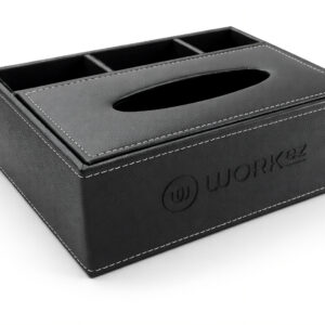 Leather tissue box with storage compartments for hotel rooms Luxury leather tissue box organizer for office desk Leather tissue holder with compartments for car interior Custom logo leather tissue box manufacturer Chennai Hotel leather tissue box with organizer tray India Premium black leather tissue box with multi compartments Leather tissue box supplier for hospitality industry